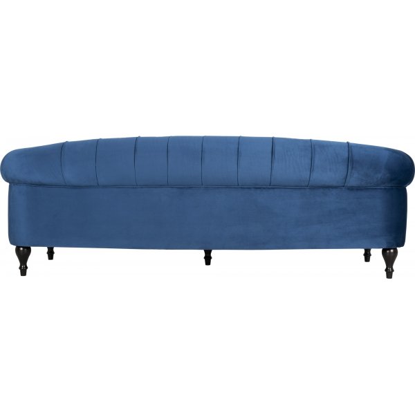Soffa chesterfield 3-sits soffa i bl sammet