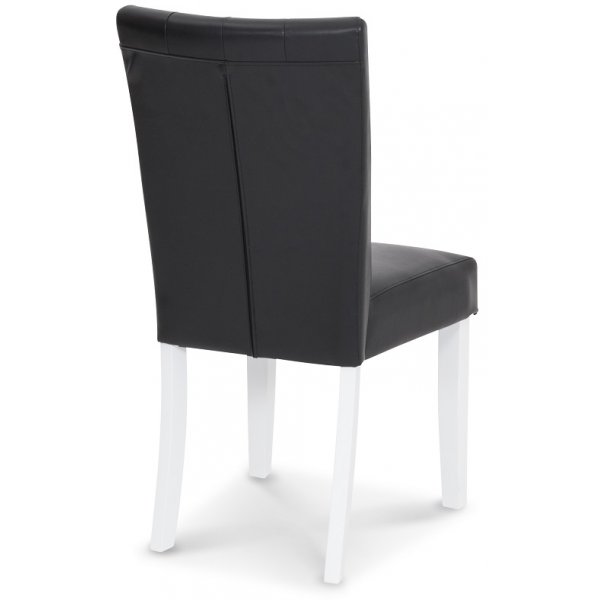 Crocket matstol i svart PU med vita ben Crocket matstol i svart PU med vita ben