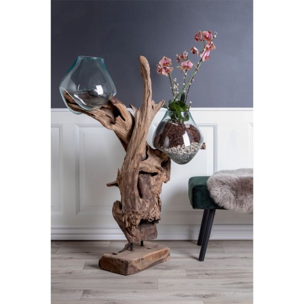 San Marino Vattendroppe vas - Teak/glas - 100 cm San Marino Vattendroppe vas - Teak/glas - 100 cm