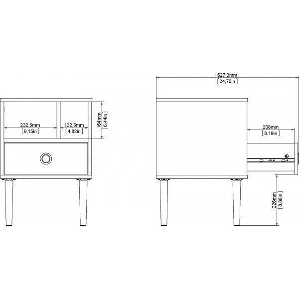 Rome sängbord - Hickory/vit Rome sängbord - Hickory/vit