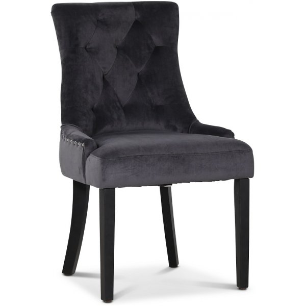 Paris matgrupp svart bord med 4 st Tuva stolar i grått sammet med rygghandtag Paris matgrupp svart bord med 4 st Tuva stolar i grått sammet med rygghandtag