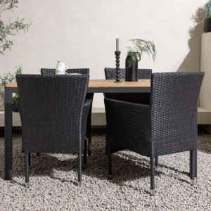 Groupe repas extrieur Break avec 4 chaises Malina - Noir/Naturel