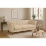 Soffa Chesterfield Cambridge Deluxe 225 cm - Ljus grbeige sammet