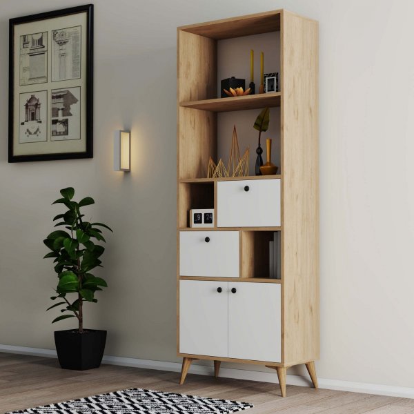 Bibliothèque Ninova - Chêne/blanc Bibliothèque Ninova - Chêne/blanc