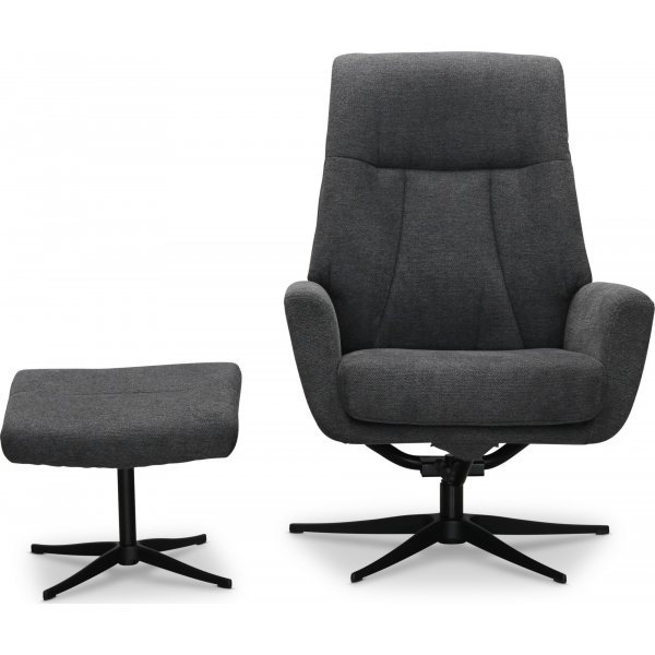 Porto ftlj med pall - Mrkgr tyg