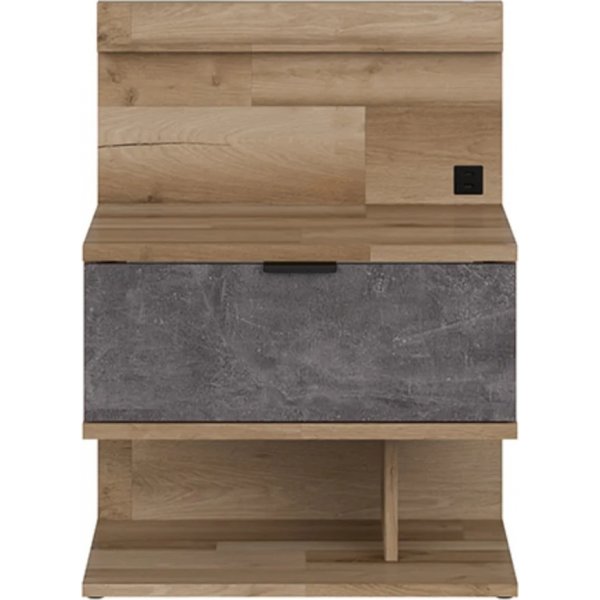 Table de chevet Arica gauche - Chêne/gris Table de chevet Arica gauche - Chêne/gris