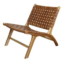 Fåtölj Pixie Safari - Cognacsskinn i sadelgjord / Teak Fåtölj Pixie Safari - Cognacsskinn i sadelgjord / Teak