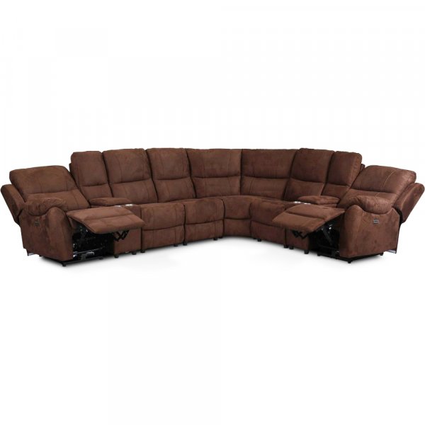Reclinersoffa deluxe - 6-sits el-styrning - Brunt microfibertyg Reclinersoffa deluxe - 6-sits el-styrning - Brunt microfibertyg