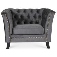 Chesterfield Liverpool fåtölj - Silvergrå sammet Chesterfield Liverpool fåtölj - Silvergrå sammet