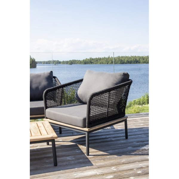 Groupe de salon Andorra - Noir/acacia Groupe de salon Andorra - Noir/acacia