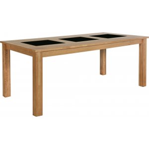Jasmine matbord 180 x 90 cm i ek med svarta plattor