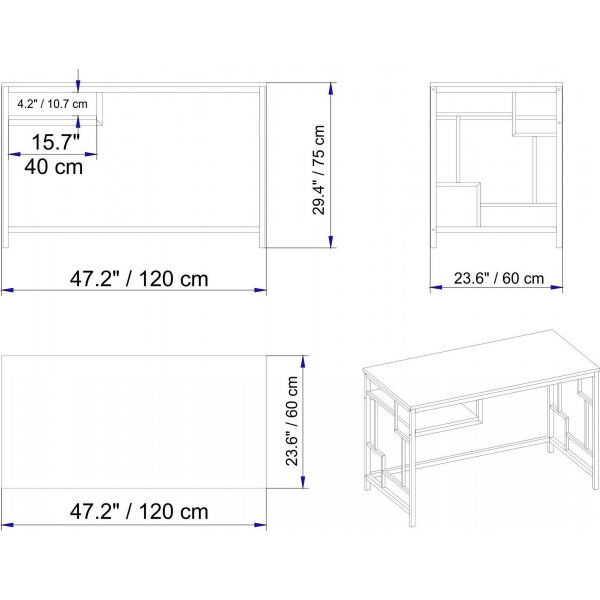 Bureau Victory 120x60 cm - Noir/noyer