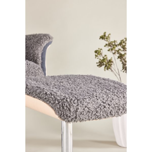 Reclinerfåtölj med fotpall - Grå fårskinnsimitation/whitewash ek + Fläckborttagare för möbler Reclinerfåtölj med fotpall - Grå fårskinnsimitation/whitewash ek + Fläckborttagare för möbler