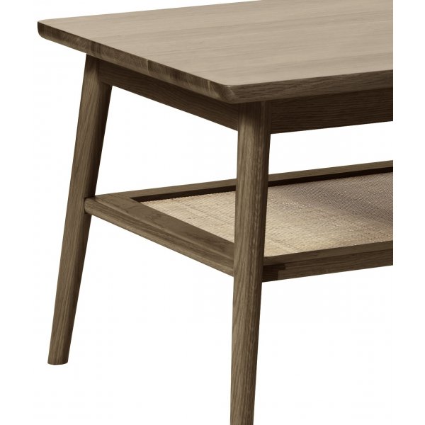 Table basse Yuma en chne fum avec tagre en rotin