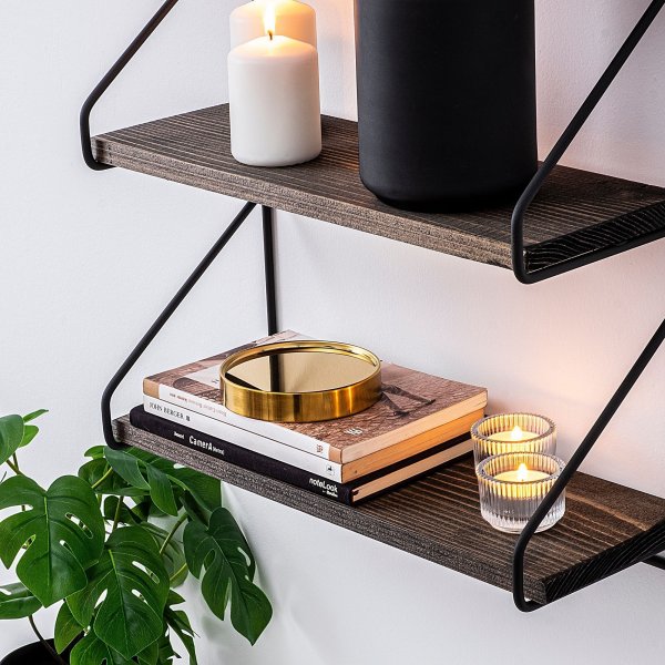 Viola wandplank - Zwart/walnoot