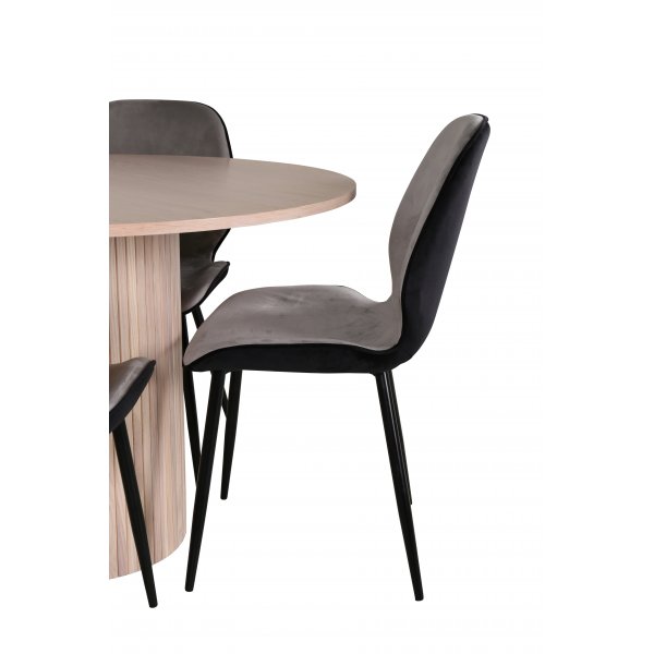 Bianca Matgrupp runt vitputsat matbord med 4 st Emma gr�/svart stolar