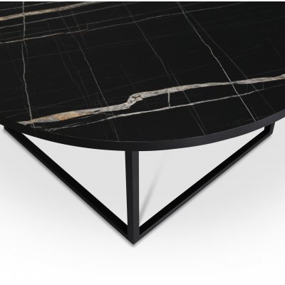 Sintorp matgrupp, runt matbord 115 cm inkl 4 st Samset bjtr stolar - Svart marmor (Laminat)