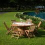 Salt utematgrupp runt 150 cm bord med 6 st matstolar - Teak + Trolja fr mbler