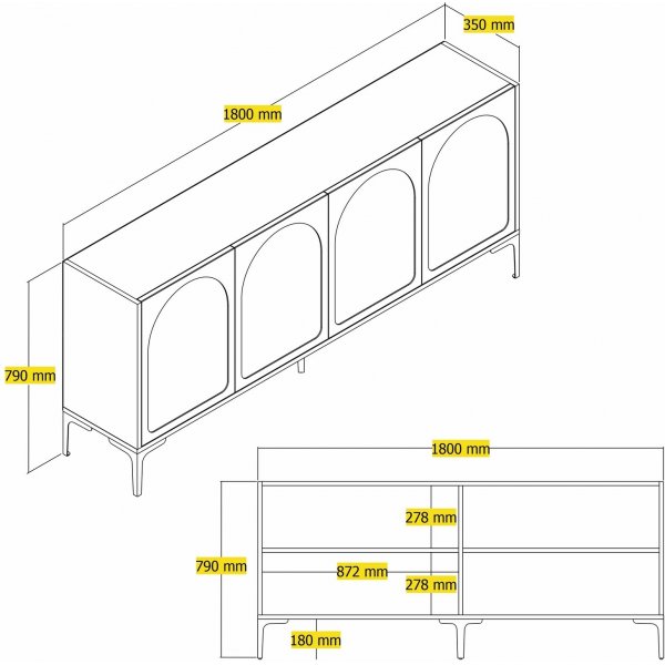 Lyon skänk - Vit/svart Lyon skänk - Vit/svart