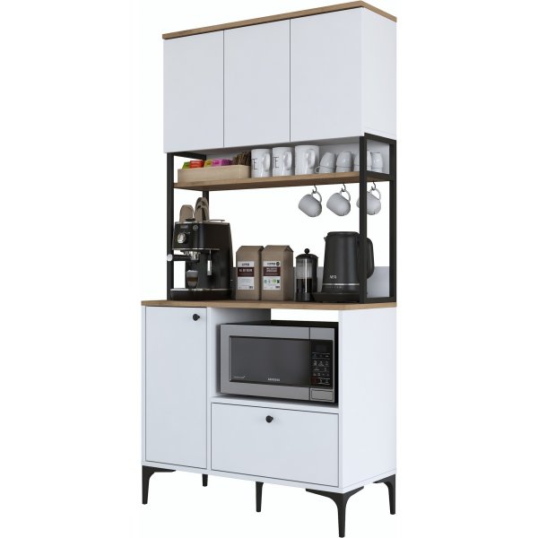 Meuble de cuisine Jericho 159 - Blanc/noyer Meuble de cuisine Jericho 159 - Blanc/noyer