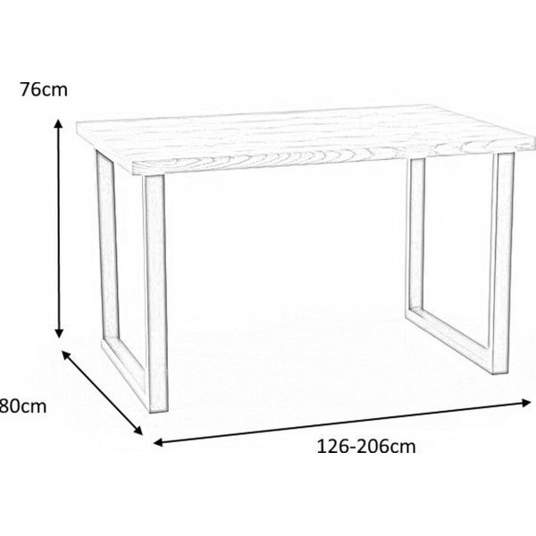 Table  manger Apollo 126-206 cm - Chne/noir