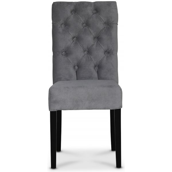 Chaise Lexington Milton en velours gris / Pieds noirs Chaise Lexington Milton en velours gris / Pieds noirs