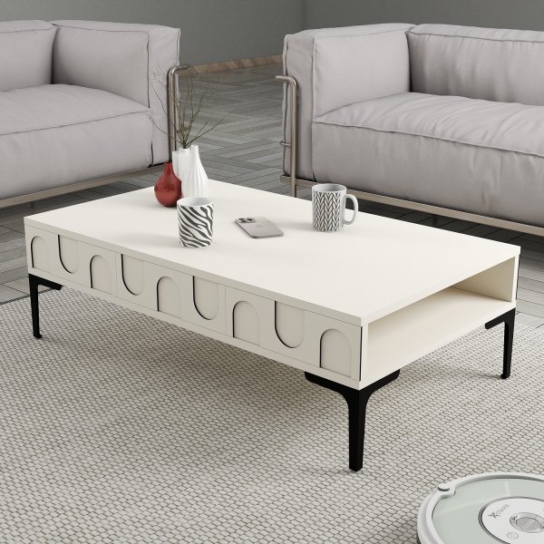 Lyon soffbord 105 x 60 cm - Cream/svart