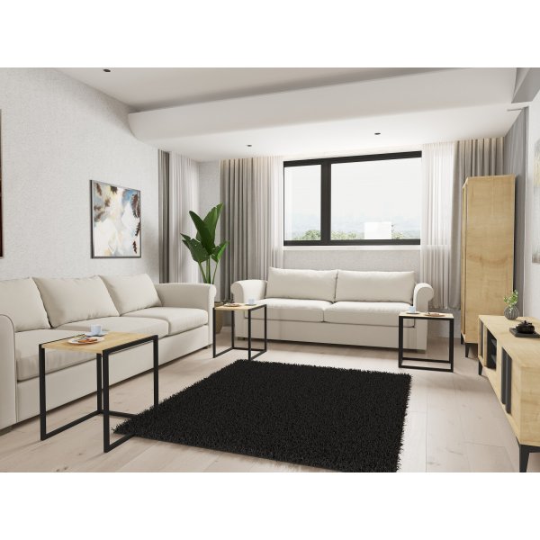 Table basse Tali 34/39/44 x 45 cm - Chne noir/saphir