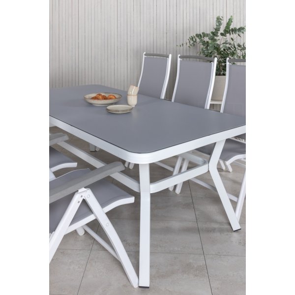 Virya utematgrupp med 6 st Albany stolar - Vit/Grå Virya utematgrupp med 6 st Albany stolar - Vit/Grå