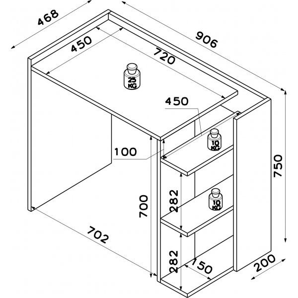 Ruby skrivbord 90,6x46,8 cm - Vit/ek Ruby skrivbord 90,6x46,8 cm - Vit/ek