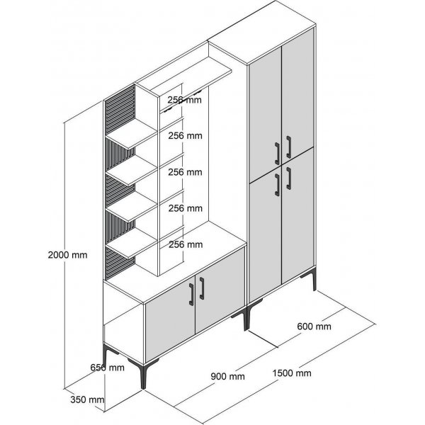 Viyana hallmbel 150 cm - Valnt/antracit