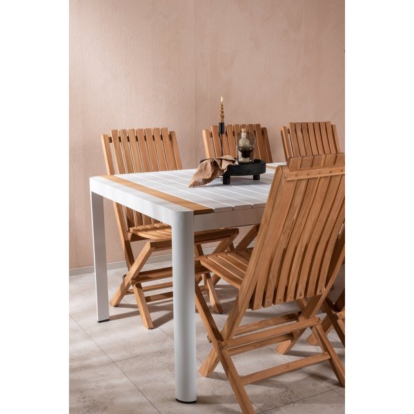 Togo utematgrupp med 6 st Ghana stolar - Teak/Vit