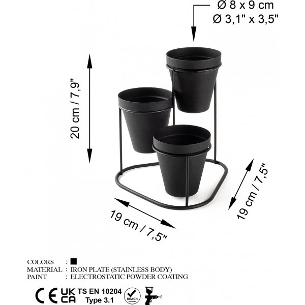 Plato 14 pots - Noir