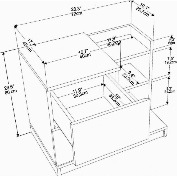 Rena sngbord - Vit/valnt