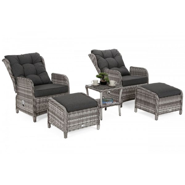 St�llbar f�t�lj Sofia med fotpall & bord - Gr�/gr� melerad