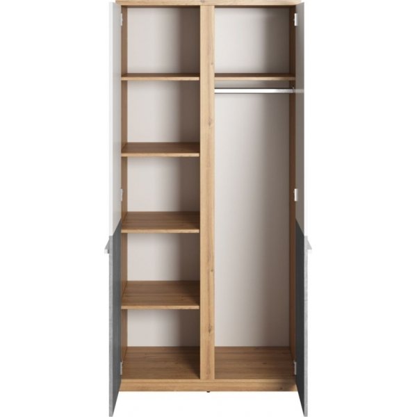 Armoire Plano 90 cm - Chêne Nash/blanc/gris Armoire Plano 90 cm - Chêne Nash/blanc/gris