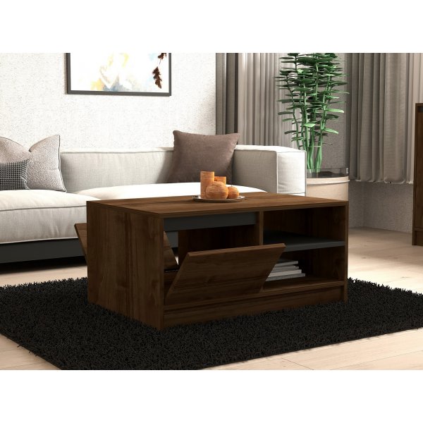 Table basse Ongu 90 x 60 cm - Noyer/anthracite