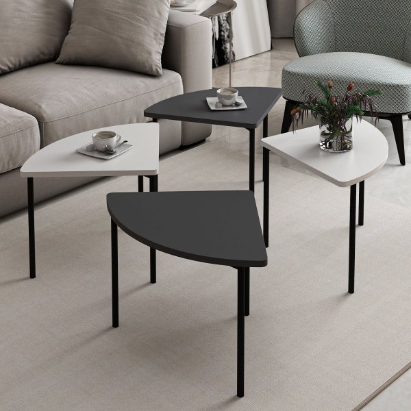 Table basse Emma Ø90 cm - Blanc/anthracite Table basse Emma Ø90 cm - Blanc/anthracite