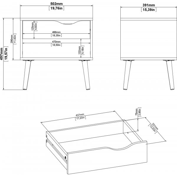 Oslo sngbord - Svart/ek