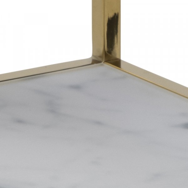 Alisma s�ngbord - Vit marmor/guld