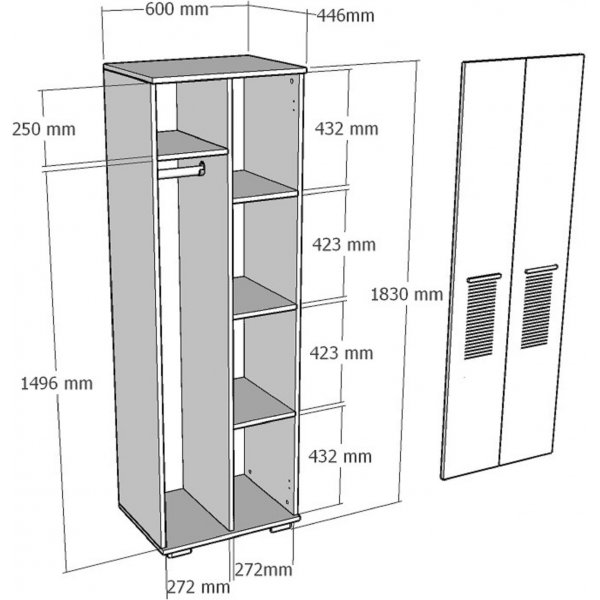 Armoire Asimo 60 x 44,6 x 183 cm - Anthracite/blanc Armoire Asimo 60 x 44,6 x 183 cm - Anthracite/blanc