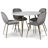 Art matgrupp: Runt bord marmor/Mässing + 4 st Deco stolar grå sammet / mässing Art matgrupp: Runt bord marmor/Mässing + 4 st Deco stolar grå sammet / mässing