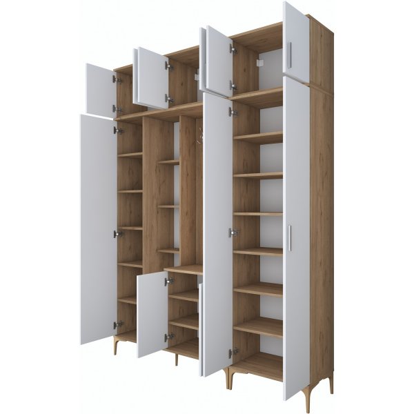 Meuble d\\\'entre Esa 180 x 37,5 x 240 cm Variante B - Noyer/blanc