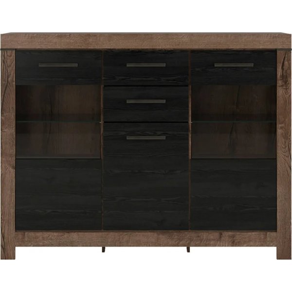 Balin vitrinekast - Donker eiken/zwart eiken