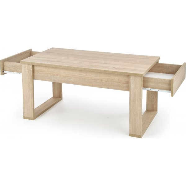 Soffbord med lådor 110x 60 cm ljus ek + Möbeltassar Soffbord med lådor 110x 60 cm ljus ek + Möbeltassar
