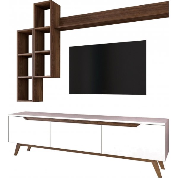 Marlon tv-möbel - Vit/valnöt Marlon tv-möbel - Vit/valnöt