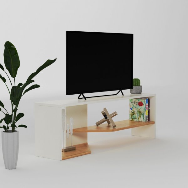 Vega TV-bänk - Vit/ek Vega TV-bänk - Vit/ek