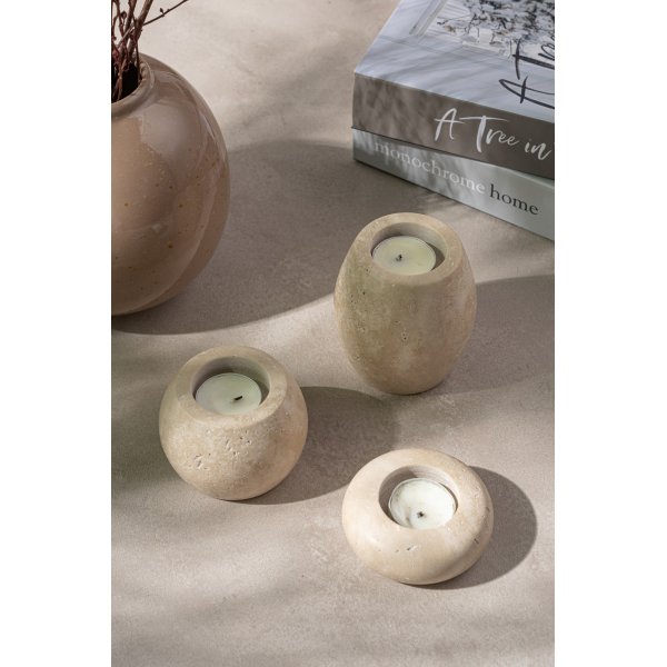 Ljushållare i beige Travertinmarmor - 3 delar Ljushållare i beige Travertinmarmor - 3 delar