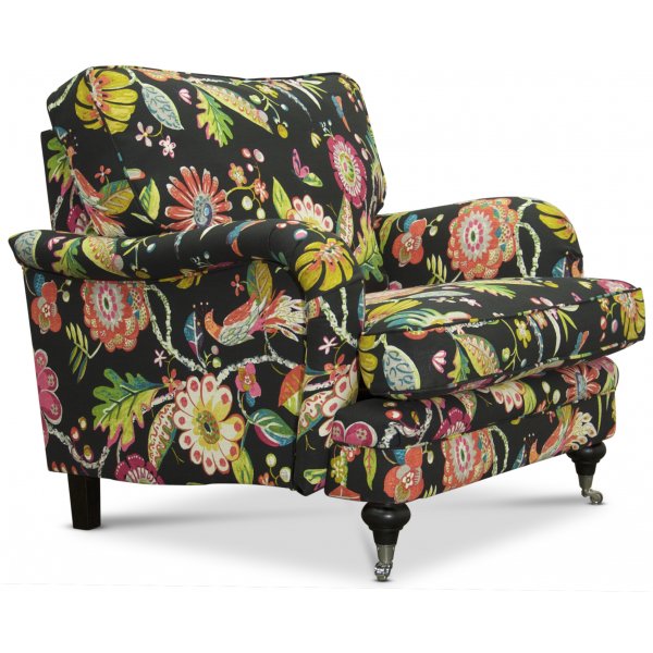 Savoy f�t�lj med blommigt tyg - Havanna Svart