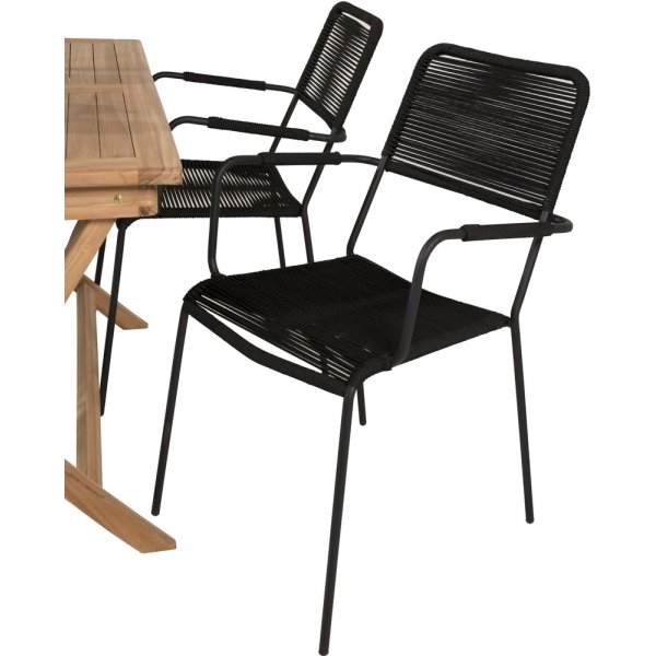 Kenya utematgrupp med 4 st Lindos stolar - Svart/Teak Kenya utematgrupp med 4 st Lindos stolar - Svart/Teak